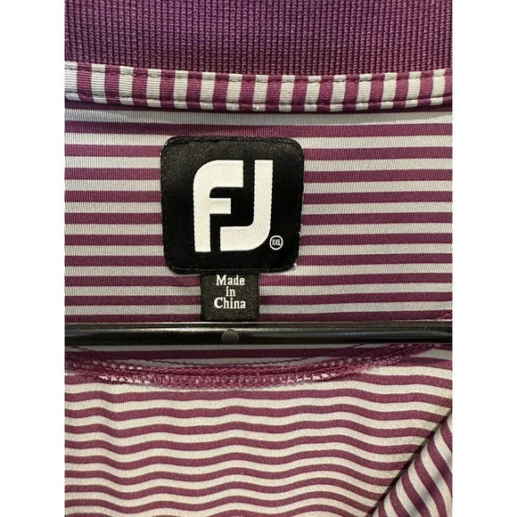FootJoy‎ Purple White Striped Short Sleeve Performance Golf Polo Shirt Size XXL - Picture 2 of 3